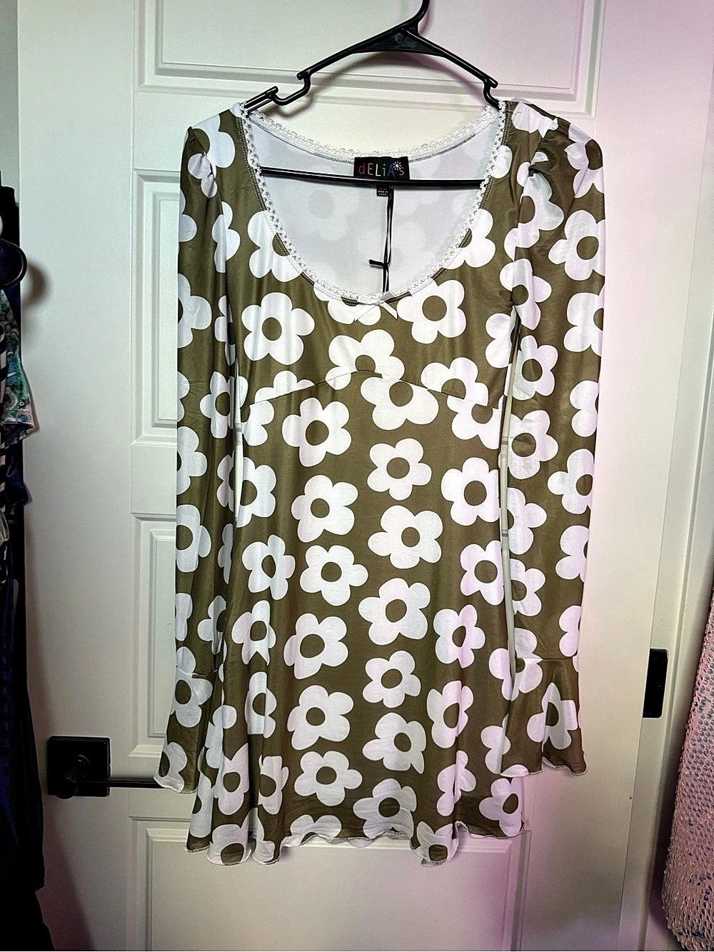 dELiA*s Floral Mini Dress in Green & White Size XS NWT